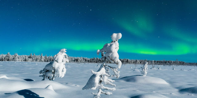 Landscape photography of a northern light in Lapland.
