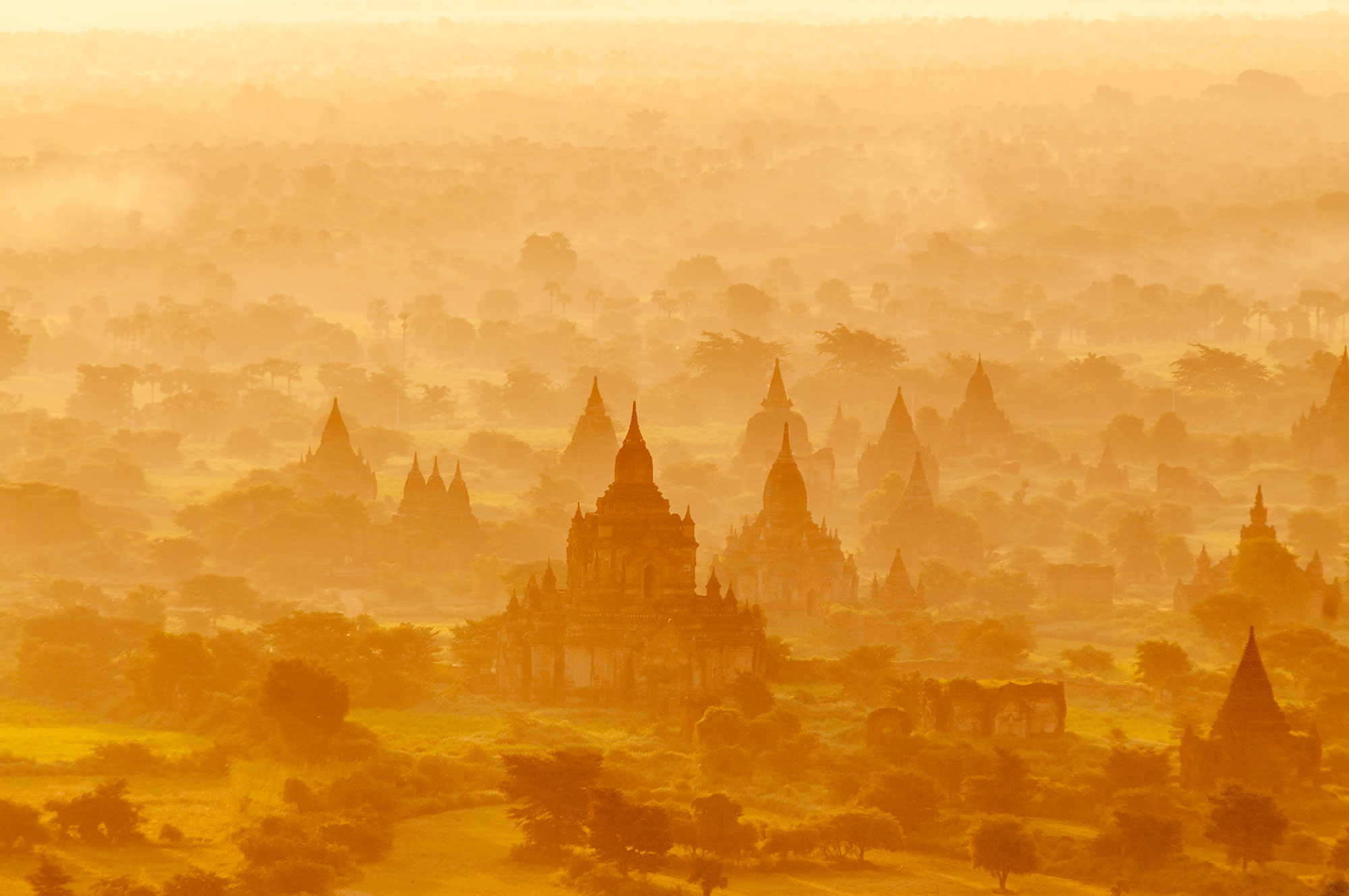 Aerial photography of Bagan, the city of a thousand pagodas in Burma. Image by Jennifer Esseiva.