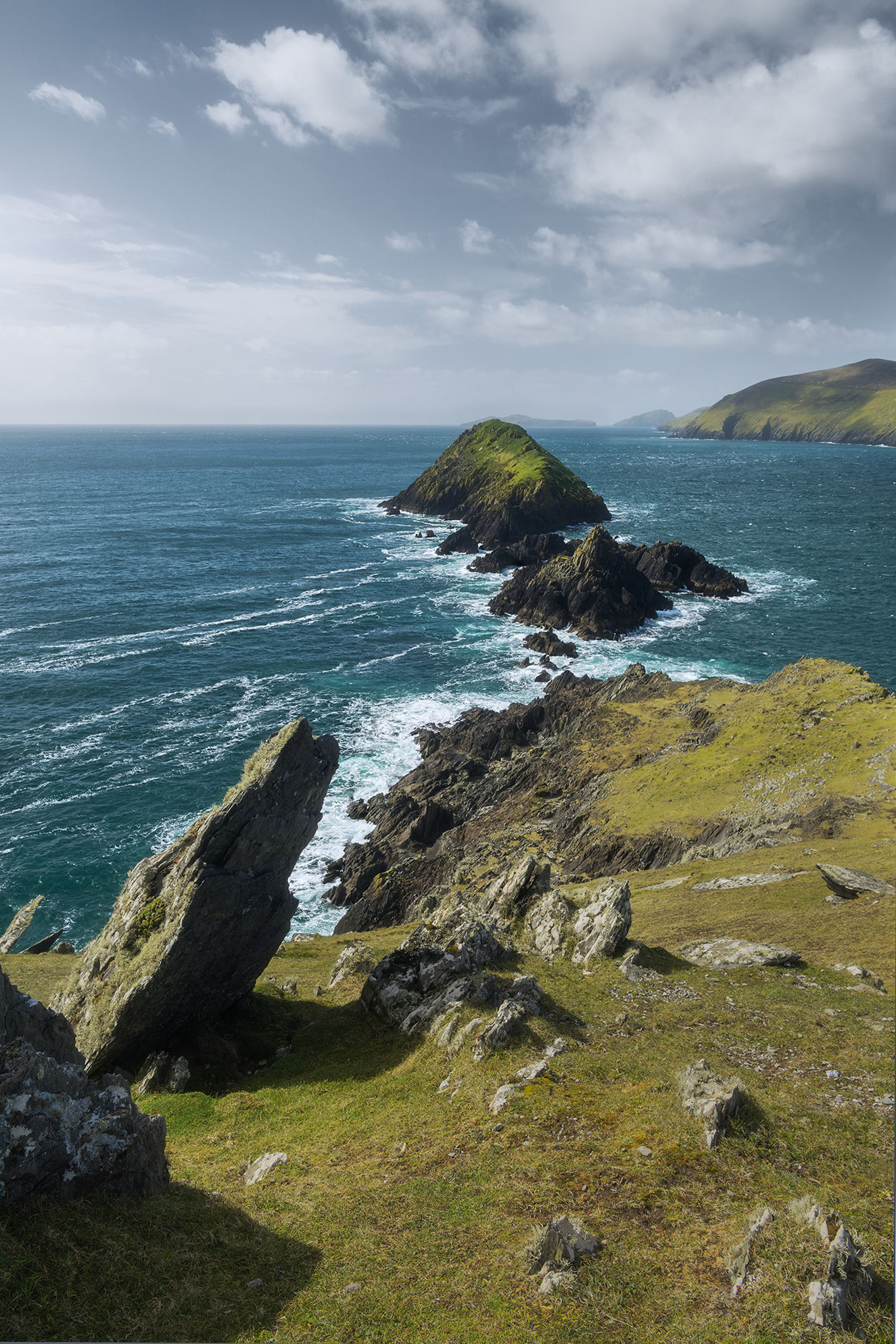A captivating landscape photograph of Dunmore Head, situated along the Wild Atlantic Way on the Dingle Peninsula in Ireland. Taken with a Nikon Z8, this seascape captures the rugged beauty of the Irish coastline.